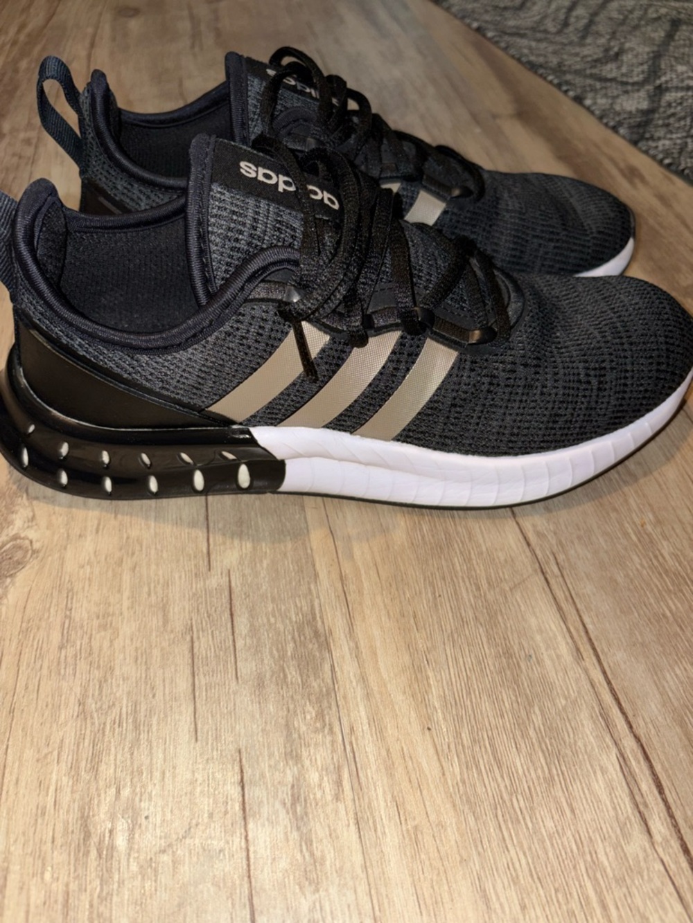 adidas Black Sneakers with White Sole and Silver Stripes